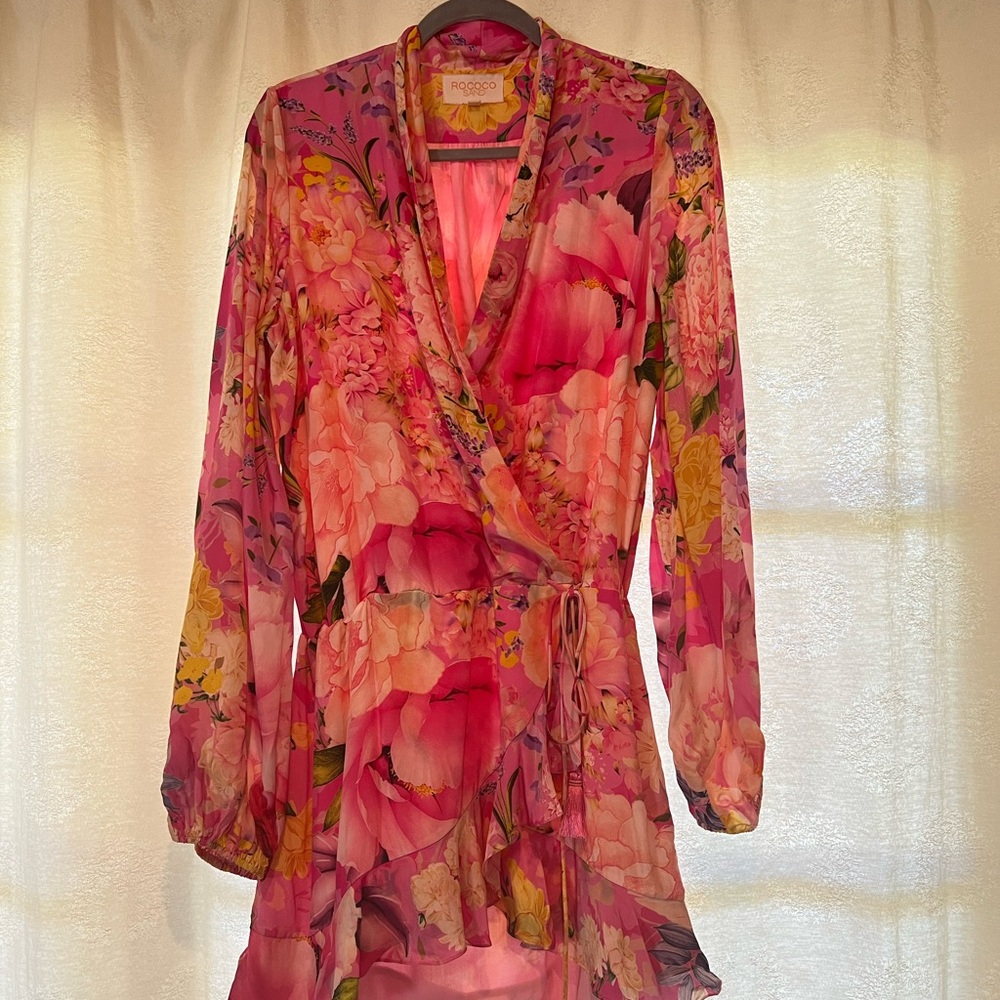Rococo sand Floral Pink Wrap Dress